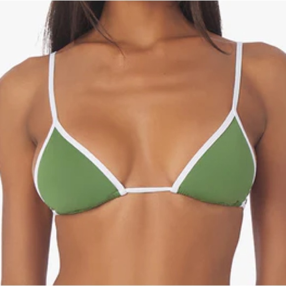NWT WeWoreWhat Cooper Bikini Top Court Green Optic White